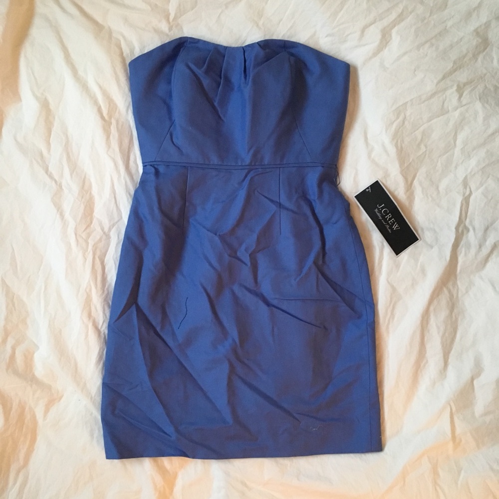 NWT J. Crew Periwinkle Strapless Silk Party Dress